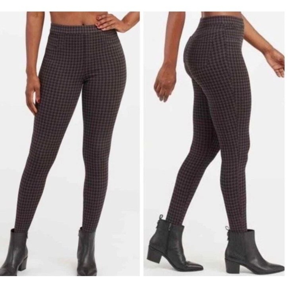 SPANX Houndstooth‎ Ankle Jean-ish Leggings Women's Size S/P Gray Black Slim Fit